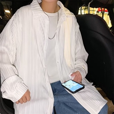 长袖衬衫男港风日系韩版压褶长袖衬衫HC89P33，男装衬衫，星座1116-2