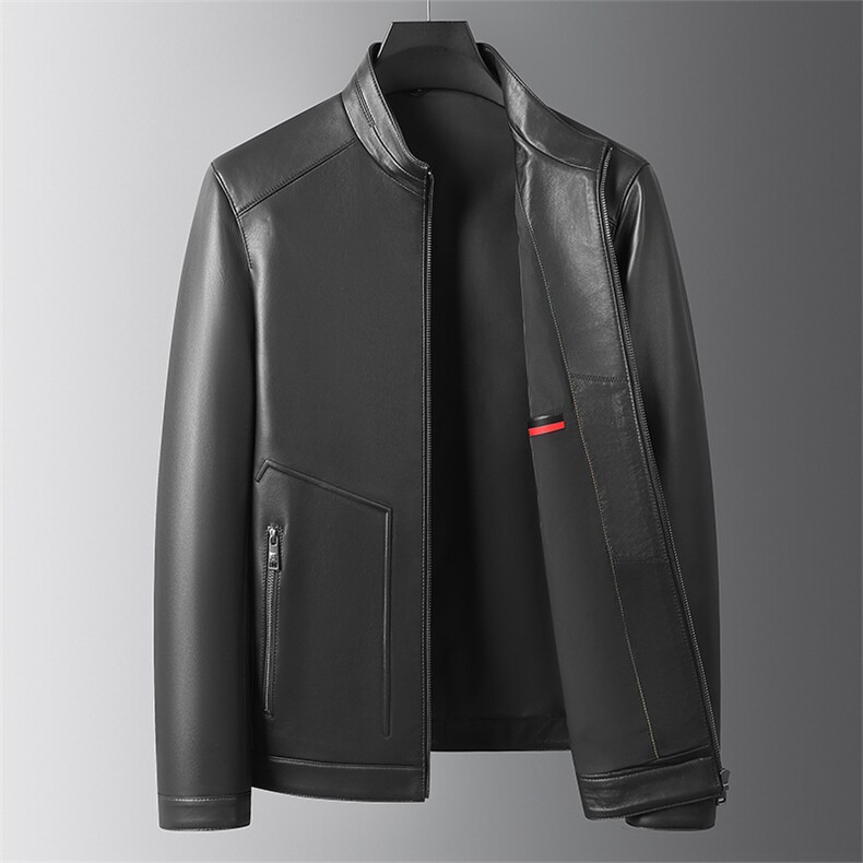 春秋款男士绵羊皮外套海宁真皮皮衣立领夹克商务百搭男装爸爸装，男装皮衣，电商B360A（原721A）