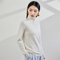 2024秋冬新款35%山羊绒女士净面高翻领羊绒衫，女装羊绒衫，润辉羊绒