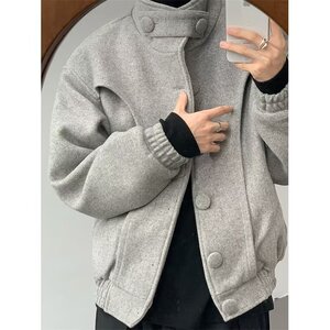简约复古廓形短款立领夹克秋冬男女休闲上衣加厚外套LR30011-P115图片
