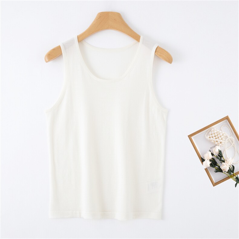 黑白简约气质宽带背心扬子纱显瘦百搭无袖圆领打底背心吊带女，女装背心吊带，润匹羊绒