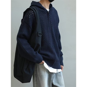 镂空连帽开衫男春秋季情侣装拉链毛衣外套1001-1-YL922-p48图片