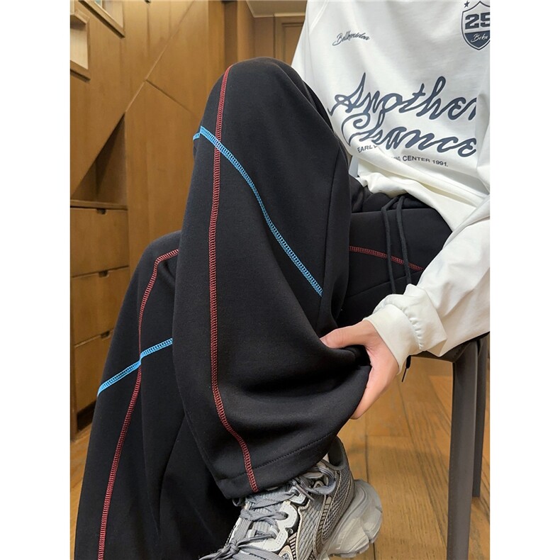 弯刀卫裤男款秋季宽松阔腿裤设计感休闲直筒裤XK193-P39，男装休闲裤，星座208-5