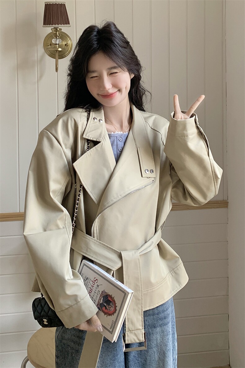 明星同款气质短款外套女春秋2025新款英伦风设计感小个子时尚风衣,女装短外套,浙宝220