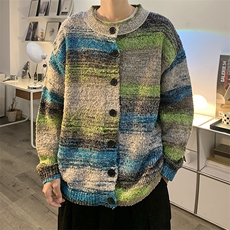 MY200-P55慵懒风渐变色宽松型开衫毛衣，男装针织衫/毛衣，星座1501-1