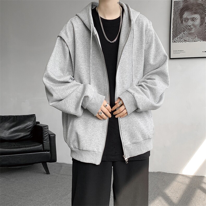 cleanfit重磅连帽卫衣男美式高街假两件开衫短款垫肩外套KS003P68,男装卫衣,电商B312