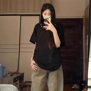 万针全刺绣工艺抖音得物高品质260克重磅纯棉双纱美式高街短袖T恤图片