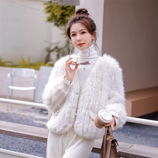 2023年冬季仿真皮毛一体小香风加厚小个子外套，女装羊羔毛/颗粒绒，韩蜜菓