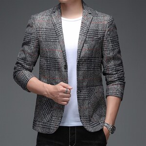 男士西装领时尚针织外套2023春季帅气中青年休闲夹克外套西服潮,男装西服,电商B212（原钱塘6029）