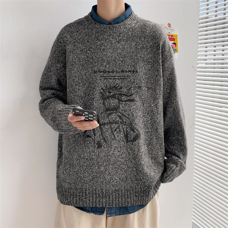 ！2023秋冬新款男士卡通印花圆领毛衣加厚品质针织衫M211P45,男装针织衫/毛衣,电商B220