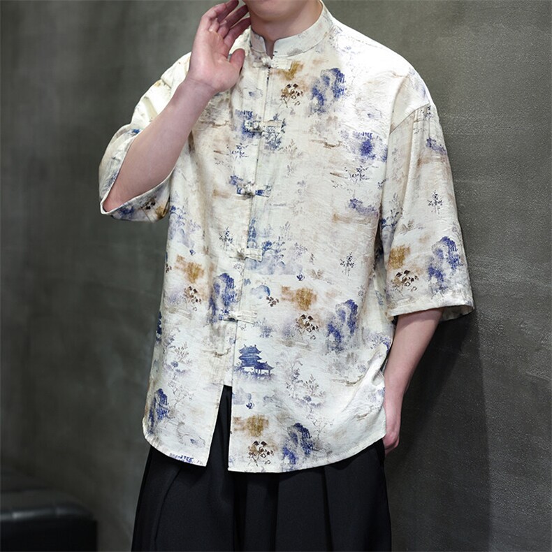 风数码印花衬衫C2501-P55,男装衬衫,星座815-1（原A203A）