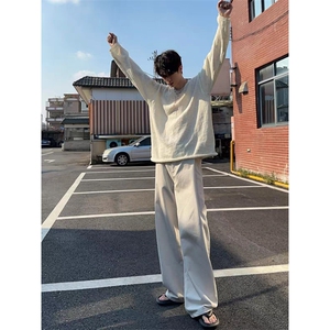 WE2019-P42 美式镂空长袖针织衫潮男春秋高级感痞帅T恤慵懒风上衣图片