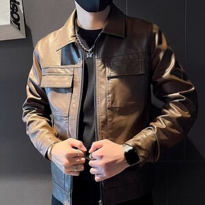 潮流秋冬痞帅皮衣夹克男装上衣2025新款韩版保暖夹克潮牌外套流行图片