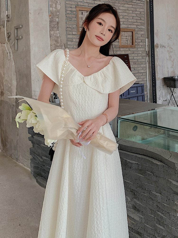 法式气质温柔风初恋连衣裙女2025夏季新款韩版收腰显瘦荷叶领长裙,女装连衣裙,浙宝210（原浙宝191）