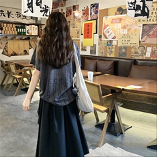 休闲镂空T恤网纱半身裙套装女夏2025新款两件套俏皮活泼ootd穿搭，女装套装/套裙，1C071-1