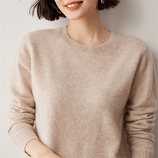 2024年新色系100衫女宽松针织打底衫圆领长袖毛衣基础百搭，女装羊毛衫，蒂暖羊绒