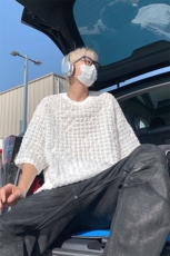 夏季潮牌大码时尚立体褶皱凉感百搭宽松短袖T恤上衣T3636-特价P30，男装T恤，电商A007
