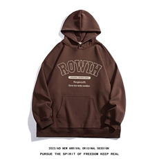 白底新款秋季时尚百搭宽松字母印花连帽潮流卫衣H56P58控78，男装卫衣，电商A247-1