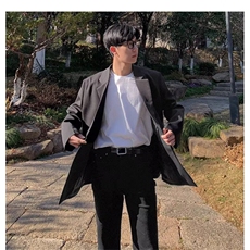 高级感灰色西装外套春秋装新款复古小个子宽松休闲炸街西服，男装西服套装，星座506A