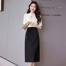 新中式国风时尚套装女夏高级感2024新款今年流行气质套装裙两件套，女装套装/套裙，火爆靓佳人