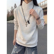 春季立领斜半拉链卫衣宽松长袖打底衫男女C64170-TP30不，男装T恤，电商A102
