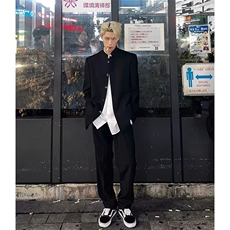 高级感痞帅新中式中山装夹克男春秋休闲立领西装外套潮~XZ180，男装西服，星座601-1