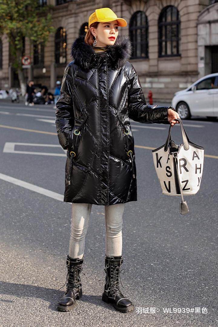 2021年冬季新款时尚修身显瘦中长款羽绒服现货大量供应，女装羽绒服，婉伦