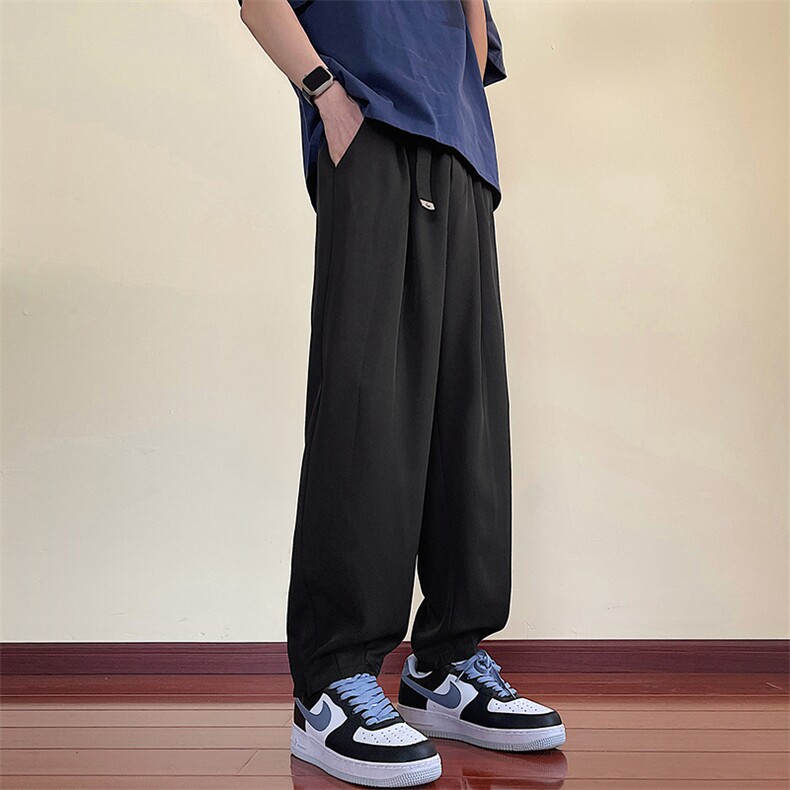 休闲裤男夏季新款港风宽松冰丝坠感大码长裤H51-P48,男装休闲裤,星座214-3