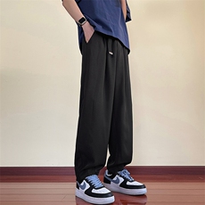 休闲裤男夏季新款港风宽松冰丝坠感大码长裤H51-P48，男装休闲裤，星座214-3