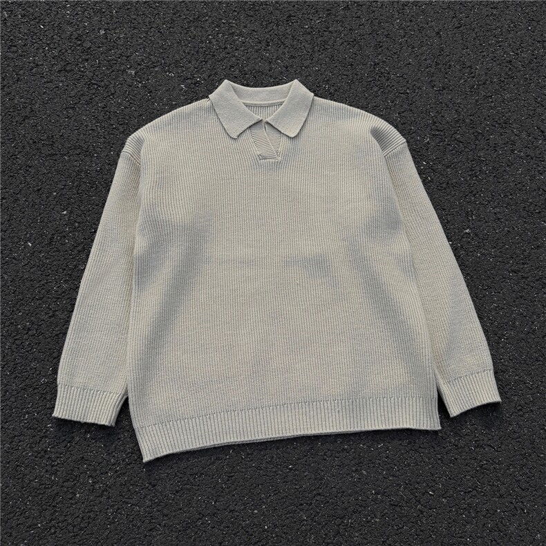 2025秋冬美式纯色POLO衫毛衣翻领针织衫高街A025-M17007-P65,男装针织衫/毛衣,电商A025