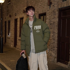 港风潮牌保暖加厚外套潮流印花立领冲锋棉服JK23548特批65控108，男装棉衣，星座605(原A050)