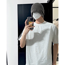 抖音得物品质二开240克宽松纯棉美式潮牌印花三条杠中性风短袖T恤，男装T恤，电商A486-1