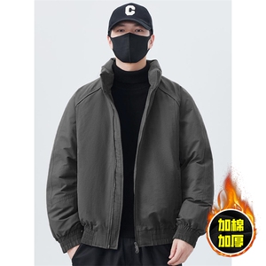 现货美式高街休闲棉衣夹克三防立领纯色户外工装加厚棉服外套图片