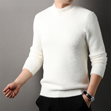 冬季羊毛衫男款羊绒打底衫纯色圆领加厚男装上衣低领水貂绒毛衣男，男装T恤，电商B212（原钱塘6029）
