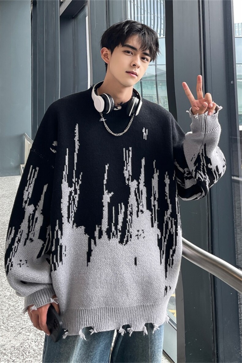 M8172/P65冬季新款毛衣男港?韩版美式潮牌上衣潮流情侣针织衫,男装针织衫/毛衣,电商A141