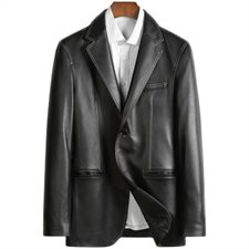 L12A20323男士皮衣夹克外套翻领修身短款真皮绵羊皮西服皮衣P535，男装皮衣，电商B360