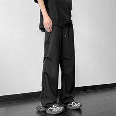 冰丝降落伞兵裤褶皱堆积设计感垂感休闲裤长裤XZ221/1/K1603-P45，男装休闲裤，星座221-1