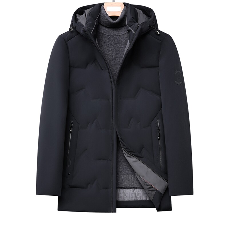 2023冬季可脱卸帽子中年连帽休闲羽绒服爸爸装外套QLMF7131-P330，男装羽绒服，电商B212（原钱塘6029）