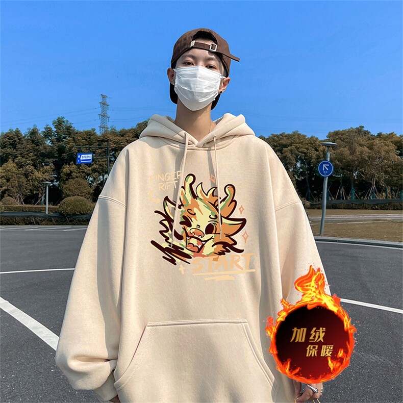 龙年新年卫衣冬季美式加绒加厚连帽卫衣外套DL1800特P35加绒特40,男装卫衣,电商A486