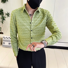 2024男士秋季新款韩版修身长袖衬衫男工艺款衬衣301A-1/H502/P55，男装衬衫，星座301A-1