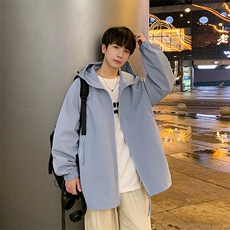 港风二开纯色上衣夹克宽松落肩拼色冲锋衣外套JK835P75，男装夹克，星座1204-3