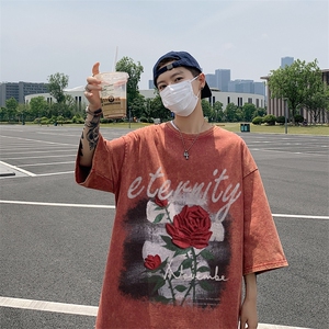 水洗做旧短袖美式复古重磅大码潮牌朋克暗黑T恤xz301B-JB5257-P35图片