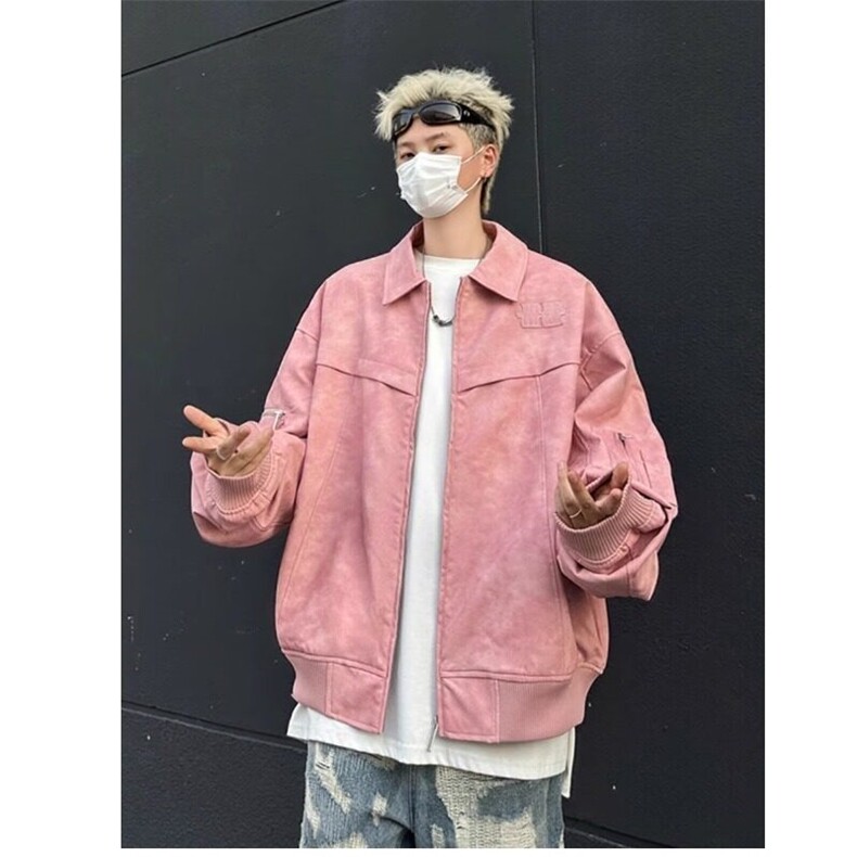 扎染皮衣外套男秋季美式复古高街水洗上衣春秋款潮牌痞帅炸街夹克,男装夹克,星座218-1（原230）
