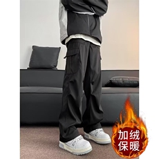 褶皱工装裤男秋冬美式日系微喇裤春秋款休闲直筒裤子MKT179P48，男装工装外套，星座1013-5