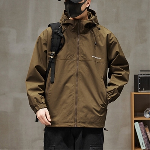冲锋衣连帽夹克男宽松落肩纯色上衣外套DSA157B-JK727-P58图片