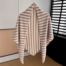 2025年秋季新款百搭女士条纹三角形披肩，披肩，戎咖羊绒