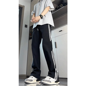 高个子加长男裤子夏季冰丝薄款休闲裤190cm115条纹运动裤KZ048P50