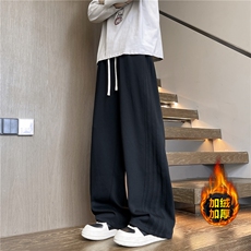秋冬加厚垂感休闲裤宽松男拖地裤斜杠卫裤运动裤K10135-P45加绒50，男装休闲裤，电商A099