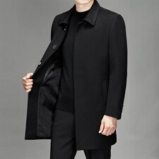 S68036冬季新款毛呢大衣男纯羊毛外套风衣P305图片