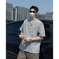 t恤男款夏季短袖cleanfit美式复古五分袖T0257-P36，男装T恤，星座308B-1
